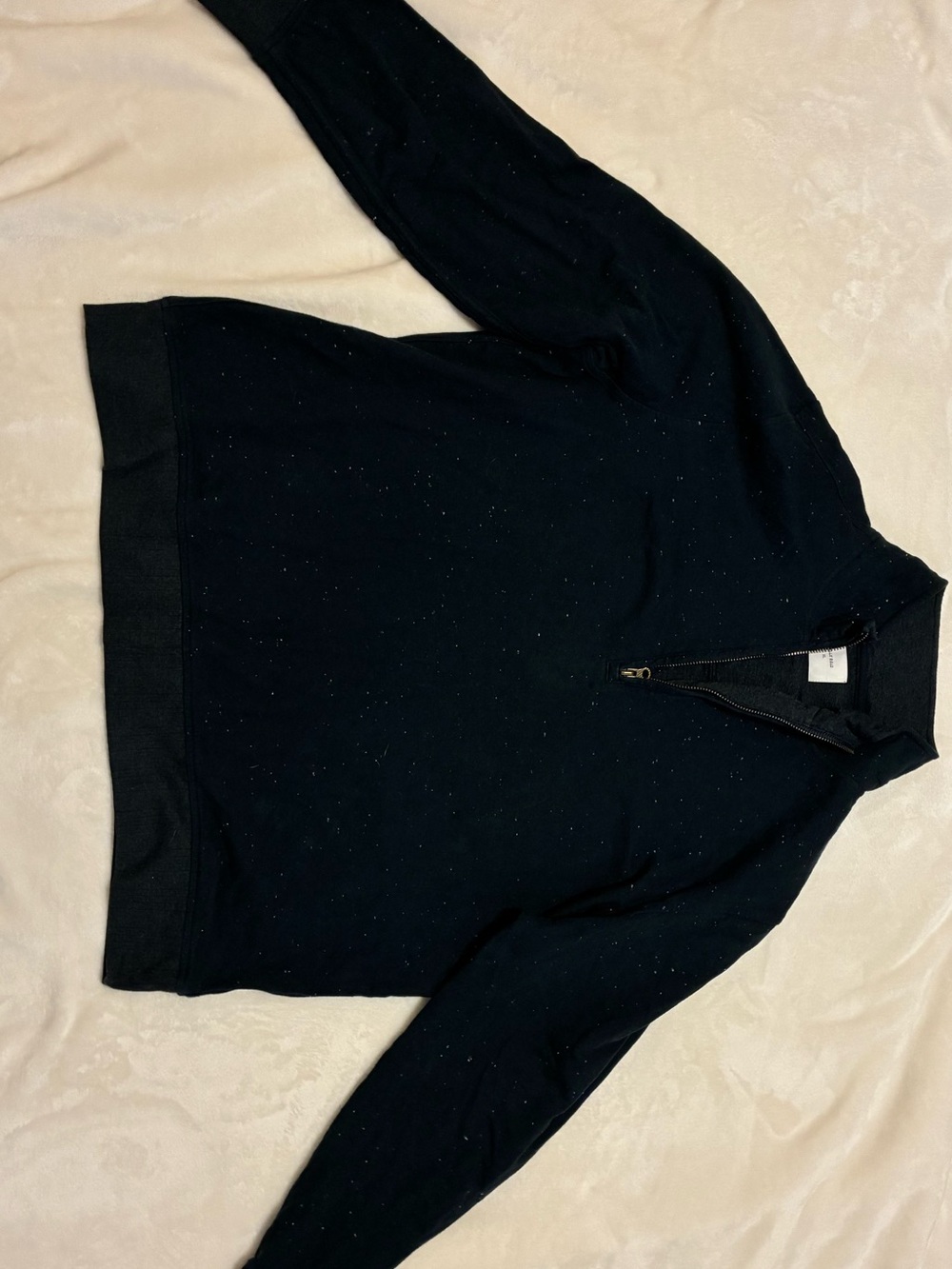 Billy Reid Black Speckled Quarter-Zip Sweater
